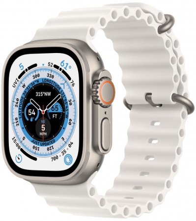 Apple Watch Ultra 2 49 titanium case with Белый ocean band