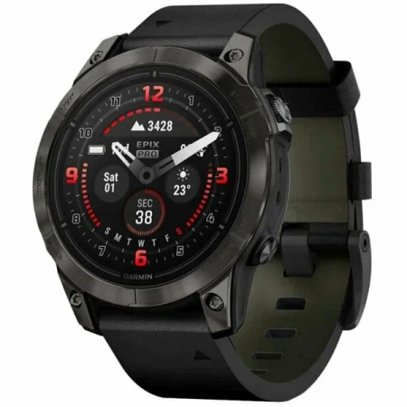 Watch Garmin Epix Pro (Gen 2) – Sapphire 47 mm Чёрный Leather Band 010-02803-30